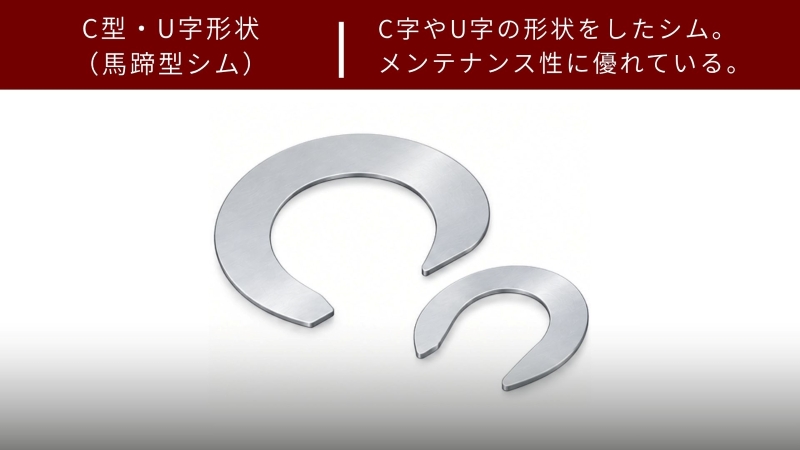 C型・U字形状(馬蹄型シム)のデフォルメ画像。